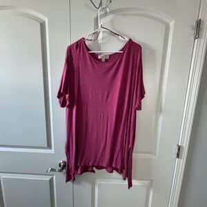 Philosophy Raspberry Colored Asymmetrical Short Sleeve Tunic 3x